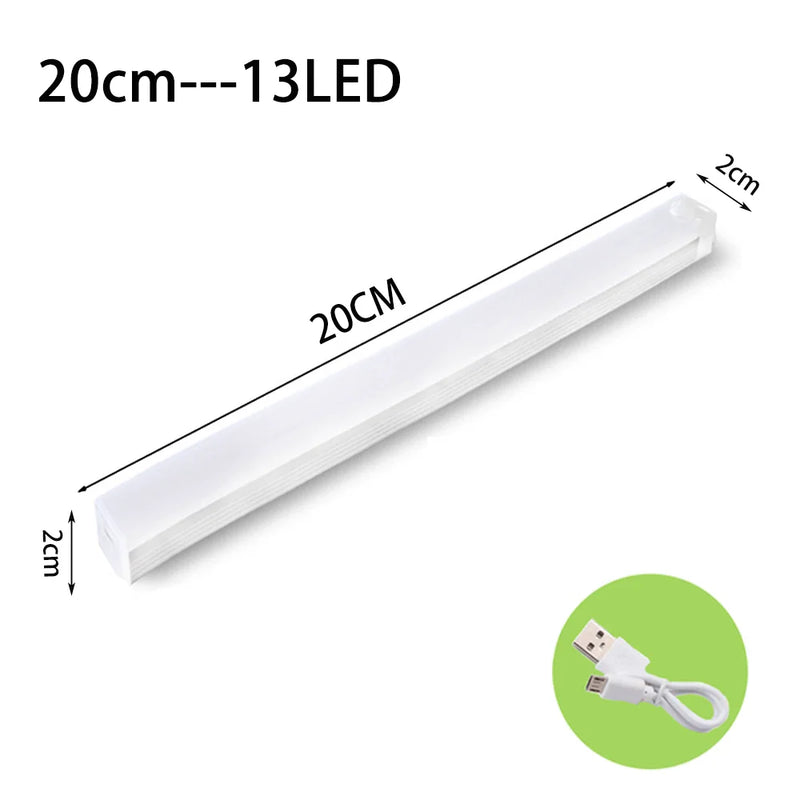 Sem fio LED Sensor de Movimento Luz, Luz Noturna, Tipo C Recarregável, Gabinete, Wardrobe Lamp, Staircase Backlight, Cozinha