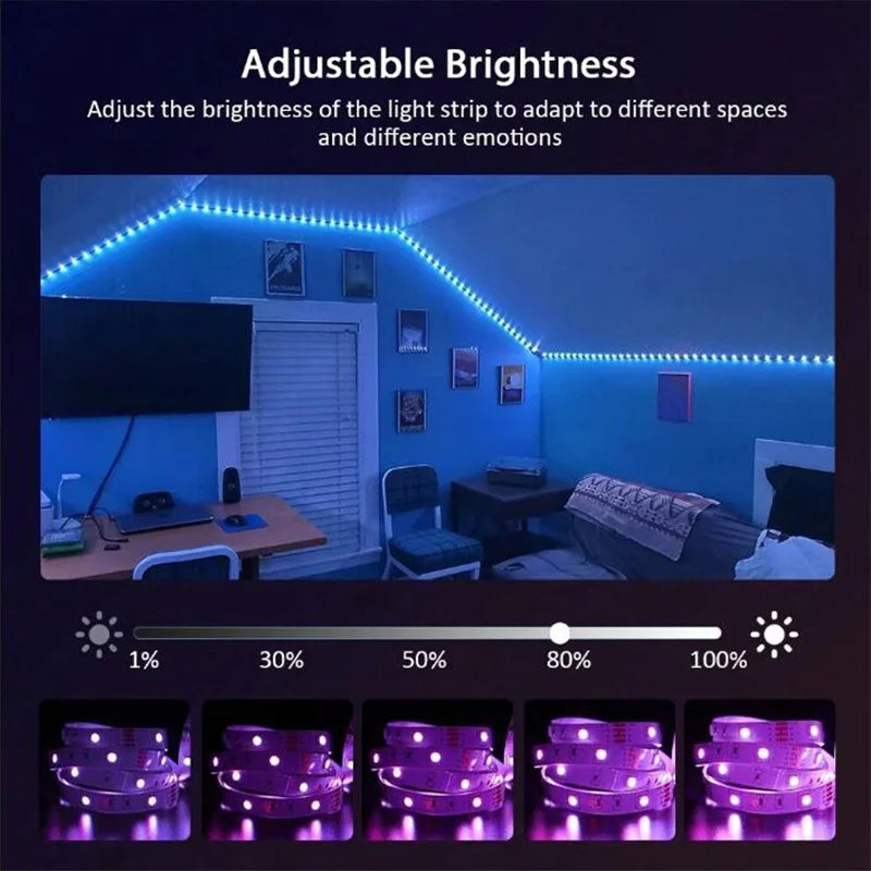 Wifi rgb led luz de tira 5050 bluetooth app controle led flexível diodo decoração para festival festa tv mesa quarto