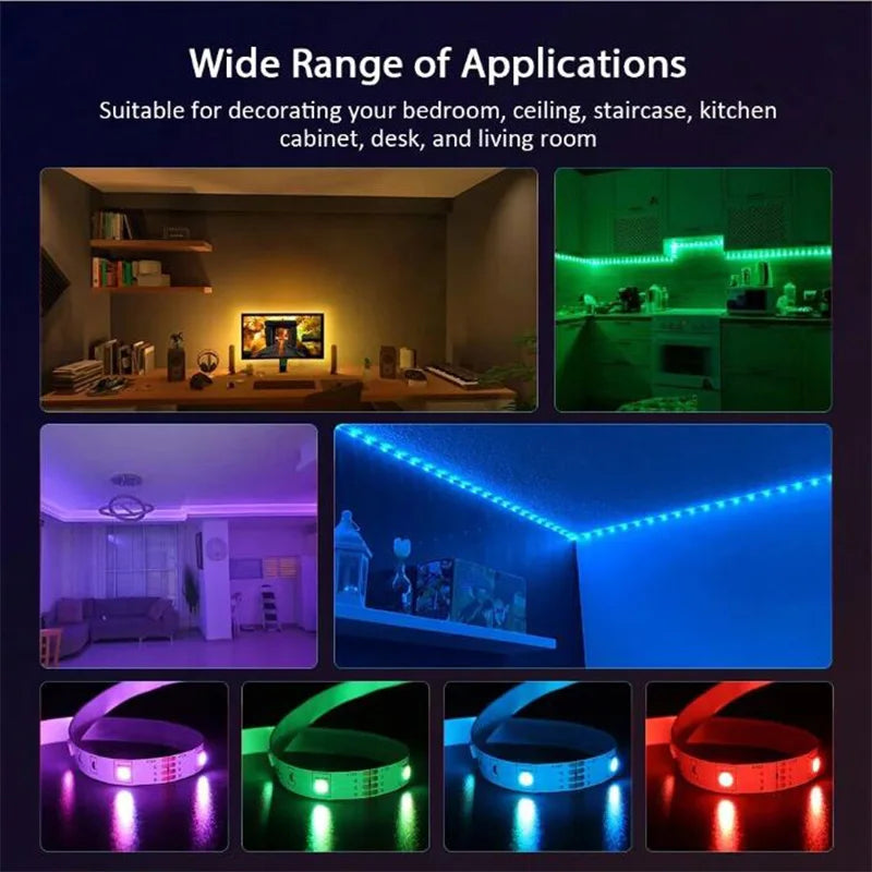 Wifi rgb led luz de tira 5050 bluetooth app controle led flexível diodo decoração para festival festa tv mesa quarto